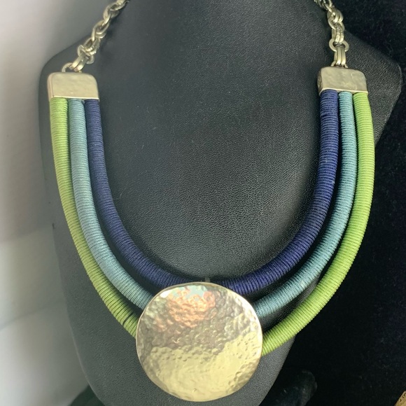 KARMA BELLA MULTI CORD HAMMERED DISC PENDANT NECKLACE - Picture 1 of 5